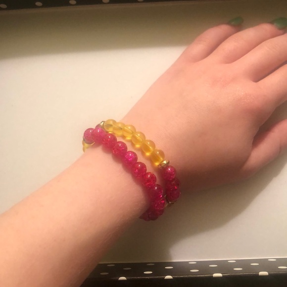 🌸Set of 2 Glass Bead Stretch Bracelets - Picture 3 of 4